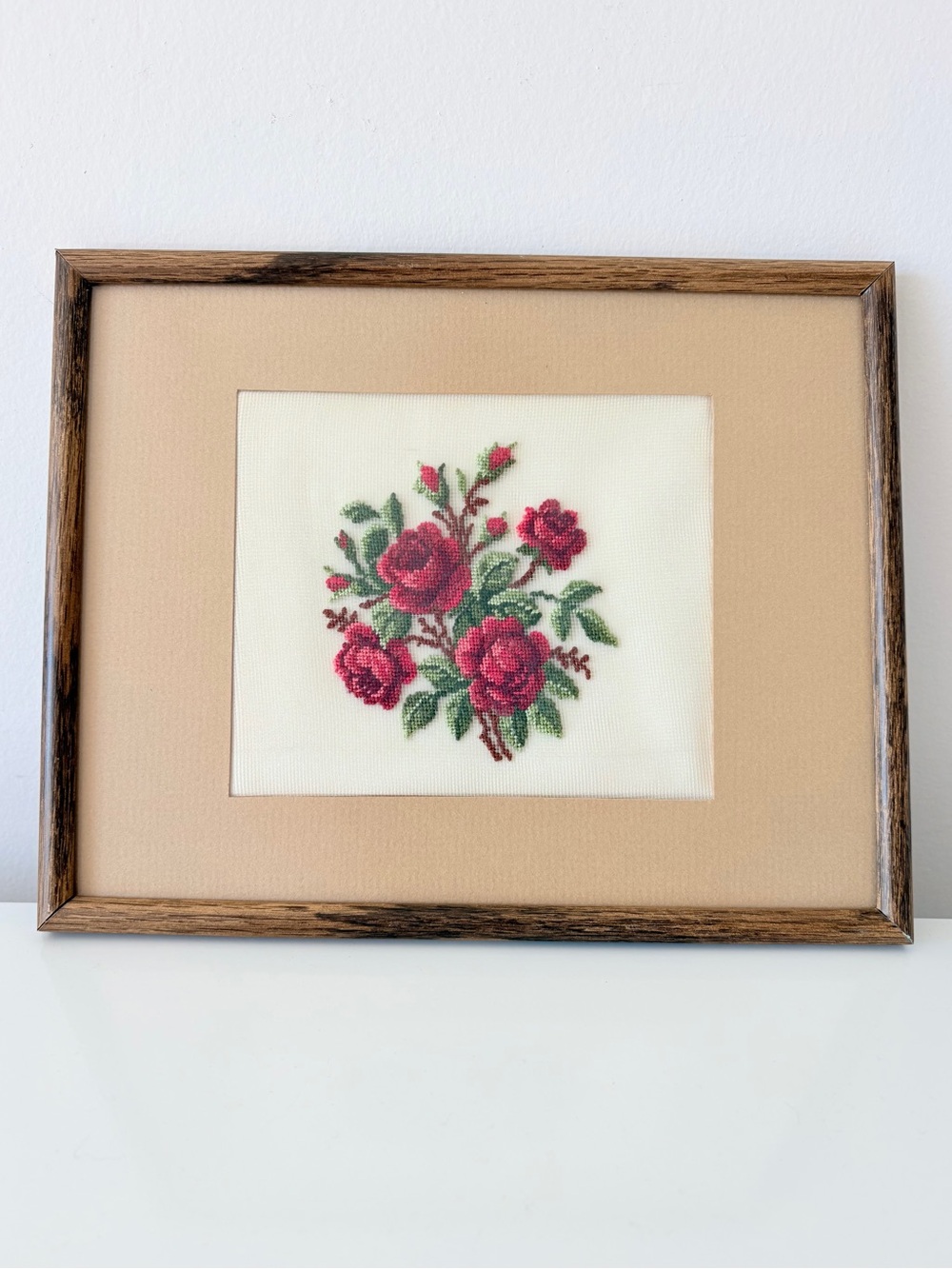 Vintage Petit Point Fine Needlework Roses